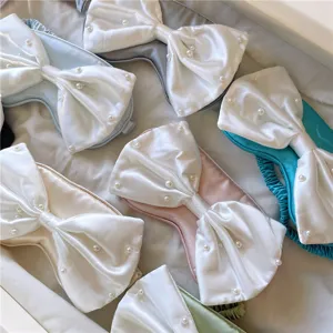 Satin Perlen Schleife Schlafmaske Detail, süße weiche Verdunkelungsaugenbinde für süßen Schlaf.