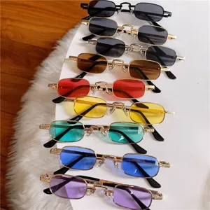 Vintage Mini Kleinrahmen Sonnenbrille Retro Metall Hip Hop Bunte Gläser Trendige Brille Damen