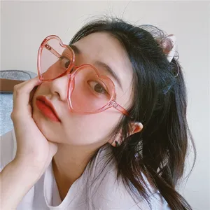 Retro rosa Herz Sonnenbrille für Damen, süße übergroße Sonnenbrillen, Street Style Brille.