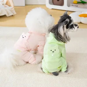Breathable ice silk pet jumpsuit with cute 3d bear pocket design for small and medium dogs spring summer