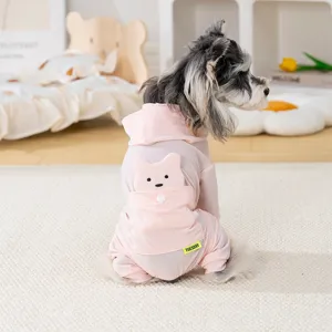 Breathable summer dog clothes with 3D bear, thin four-legged pet cooling apparel for small dogs.