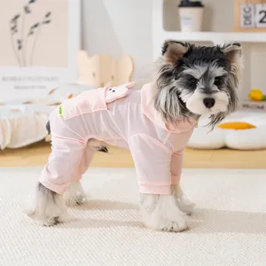 Breathable pink pet jumpsuit for small dogs, summer thin four-leg cooling dog clothes.