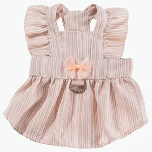 Kleine Hunde Kleid Gestreift Prinzessin Haustier Kleidung Süße Schleife TR Gewebter Stoff Welpen Rock Atmungsaktive Sommer Bekleidung