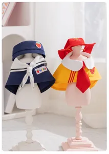 Conjunto de capa de marinero para gato, ropa bonita de primavera verano con sombrero y cuello.