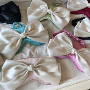 Masque De Sommeil En Satin Doux Avec Grand Nœud Doux Respirant Pour Femmes Filles Voyage