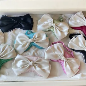 Masque de sommeil en satin avec nœud pour femmes, doux respirant occultant pour beaux rêves