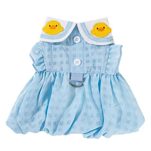 Süßes blaues kariertes Haustierkleid für kleine Hunde und Katzen, Sommer Welpenkleidung.