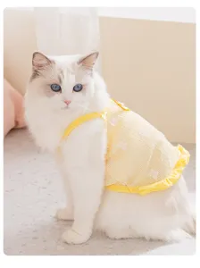Robe d'été en filet respirant pour chat jolie jupe à bretelles florale pour animal
