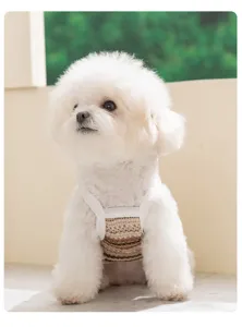 Breathable hollow dog strap vest for small medium pets, stylish spring summer pet apparel.
