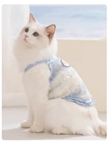 Robe gilet en filet respirant pour chats et petits chiens, jolis vetements d'ete legers.
