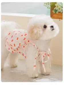 Süßes kleines Hundekleid Blumen Träger Haustier Bekleidung Welpe Teddy Bichon Detailansicht