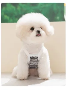 Spring summer breathable pet sling dog clothes cute striped knit vest for small dogs