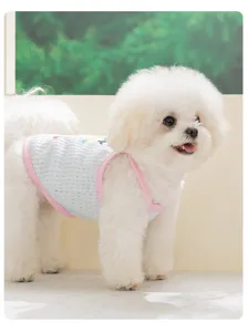 Vestiti traspiranti per animali, carino gilet per cuccioli con design a rete per l'estate.