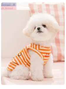 Primavera verano chaleco perro a rayas bonito ropa mascota transpirable naranja pequeño