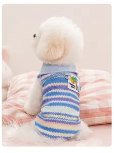 Spring summer breathable pet vest cute striped dog clothes for small dogs cats knit apparel
