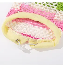 Breathable mesh summer pet vest for small dogs and cats, colorful knit design with drawstring.