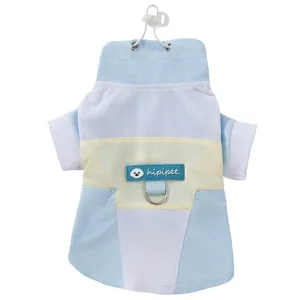 Breathable pet cooling clothes for cats and dogs, lightweight summer color block apparel.