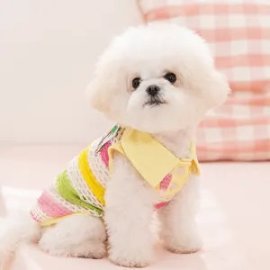 Breathable hollow pet vest for small dogs like Bichon and Teddy, perfect for spring and summer wear.