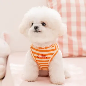 Chaleco lindo para perro de verano transpirable a rayas ropa de mascota naranja