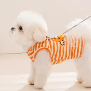 Chaleco para perros a rayas naranjas primavera verano ropa transpirable para mascotas
