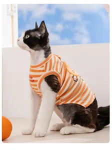 Cat vest summer thin knit pet clothes orange striped kitten apparel breathable clothing tank