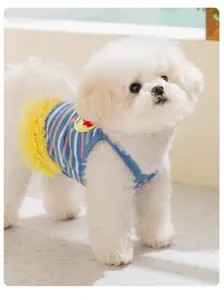 Simpatico animale domestico estate sottile traspirante colorato strisce floreale vestito