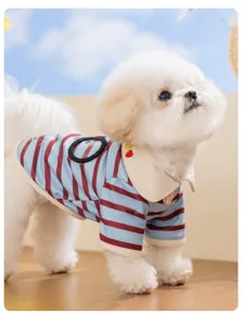 Lente zomer dun ademend gestreept huisdier T-shirt voor kleine honden katten schattige kleding