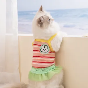Mascota Gato Perro Verano Delgada Transpirable Vestido Lindo Conejo Dibujos Floral Cami Falda Ropa Cachorro