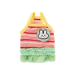Lindo vestido de conejo animado para mascotas, ropa de verano transpirable para gatos y perros.
