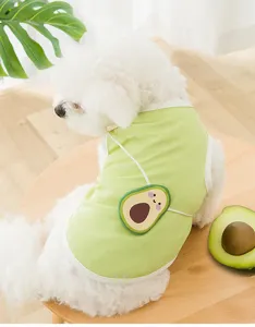 Cute avocado print pet vest for small dogs and cats, breathable summer puppy clothing.