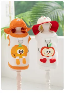 Chaleco y sombrero transpirable para mascotas, diseño de fruta lindo para perros pequeños.