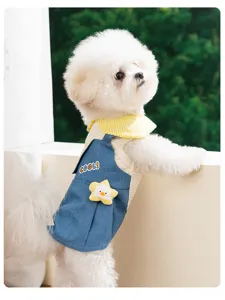 Delizioso vestito di jeans per cuccioli primavera estate vestiti per cani piccoli con peluche