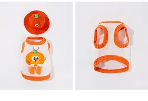 Chaleco de verano transpirable para mascotas bonita calabaza juego de sombrero a juego