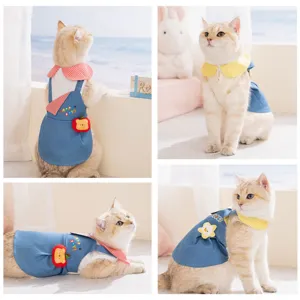 Bellissimo vestito di jeans per gatti, vestiti per animali primavera estate per cani piccoli.