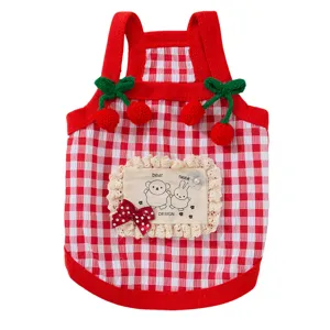 Schattige rood-witte ruitjes huisdier kat hond jurk lente zomer ademende puppy kleding