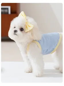 Pet clothes summer thin breathable heart embossed strap small dog Bichon apparel detail view