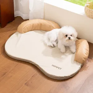 Comfortable breathable pet dog bed with woven bolsters, washable summer pet sofa for small dogs.