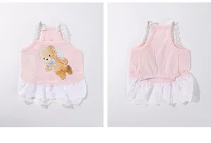 Schattige roze kanten huisdierenjurk voor kleine honden en katten, lichte zomerkleding voor huisdieren.