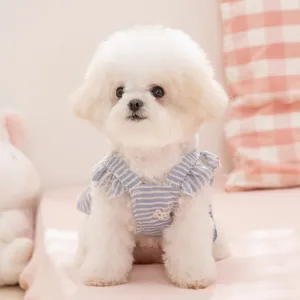 Abito da Principessa per Animali Domestici Primavera Estate Traspirante Rigato Floreale Fiocco Tutu Gonna Per Cani Piccoli Gatti Cucciolo Abbigliamento