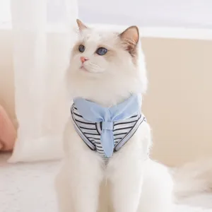 Cute Striped Pet Vest Summer Thin Breathable Cat Dog Apparel Casual Turn-down Collar Small Pet Clothes