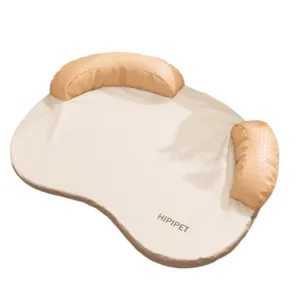 Comfortable pet bed with raised side pillows and woven texture, perfect for cats and dogs in summer.