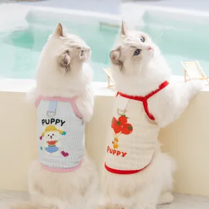 Breathable Mesh Pet Sling Clothes Cute Tomato Watermelon Print Puppy Cat Vest Summer Thin Apparel Pet Supplies
