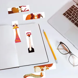 Funny abstract animal cartoon bookmarks for books, cute page markers, student gifts.