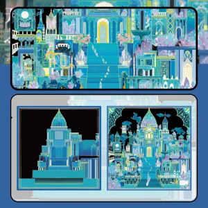 3pcs 3D crystal domain landscape stickers DIY miniature house creative desktop decor crafts