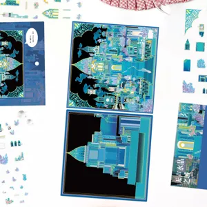3D Miniature Castle Scene Sticker Set DIY Crystal Realm Relief Paper Craft Detail View