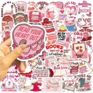 50pcs Valentine Bookish Stickers Waterproof DIY Aesthetic Decals for Journal Phone