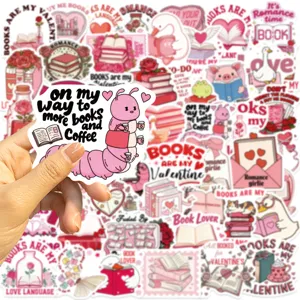 Valentine Bookish Stickers Cute Pink Waterproof Vinyl Decal for Journal Phone 50pcs!