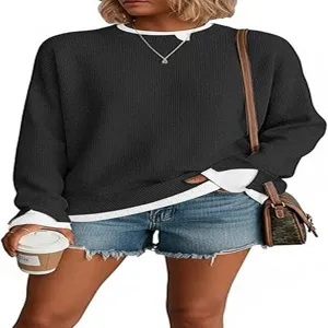Detailed view of the layered collar knit sweater, showcasing texture and stylish fake two-piece fit.