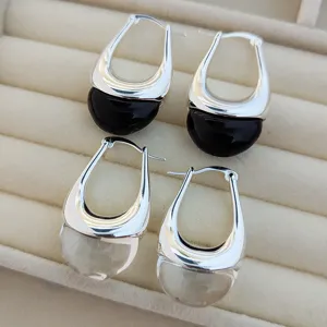 Boucles d'Oreilles Minimalistes Goutte d'Eau Lisse Pour Femmes Boucles d'Oreilles Huggie En Cuivre Simples Style Blogueur Européen Bijoux Mode