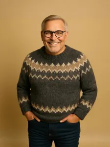 Classic Fair Isle crewneck knit sweater for stylish cozy winter wear and casual outfits.